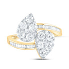 14K Yellow Gold Diamond Fashion Pear Cuff Ring 1 3/8 Cttw - Splendid Jewellery
