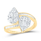 14K Yellow Gold Diamond Fashion Pear Cuff Ring 1 3/8 Cttw - Splendid Jewellery