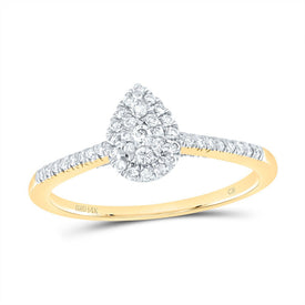 14K Yellow Gold Diamond Fashion Pear Ring 1/3 Cttw - Splendid Jewellery