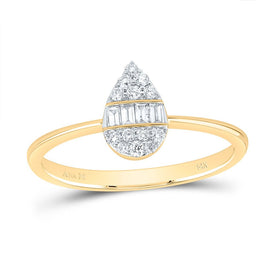 14K Yellow Gold Diamond Fashion Pear Ring 1/5 Cttw - Splendid Jewellery