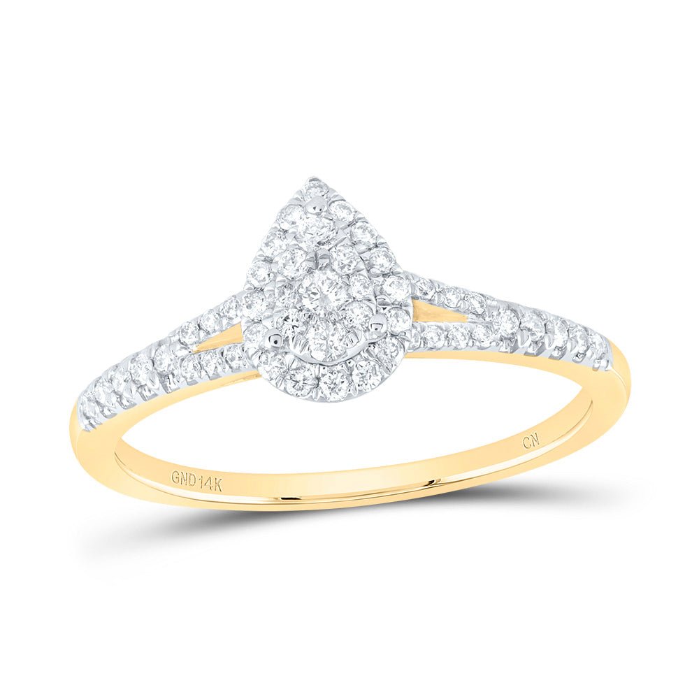 14K Yellow Gold Diamond Fashion Pear Ring 3/8 Cttw - Splendid Jewellery