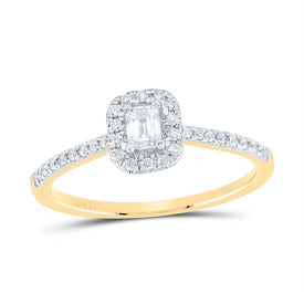 14K Yellow Gold Diamond Fashion Promise Emerald Ring 1/3 Cttw - Splendid Jewellery