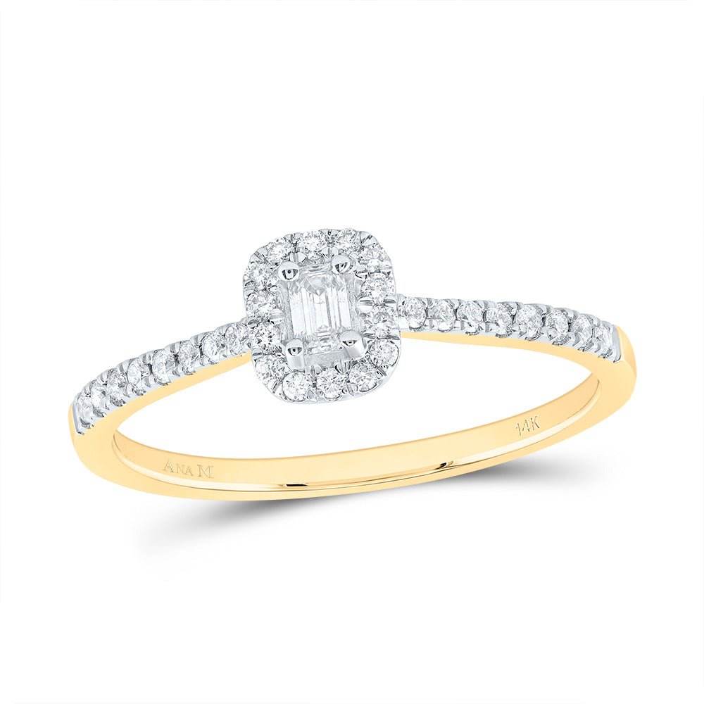 14K Yellow Gold Diamond Fashion Promise Emerald Ring 1/4 Cttw - Splendid Jewellery