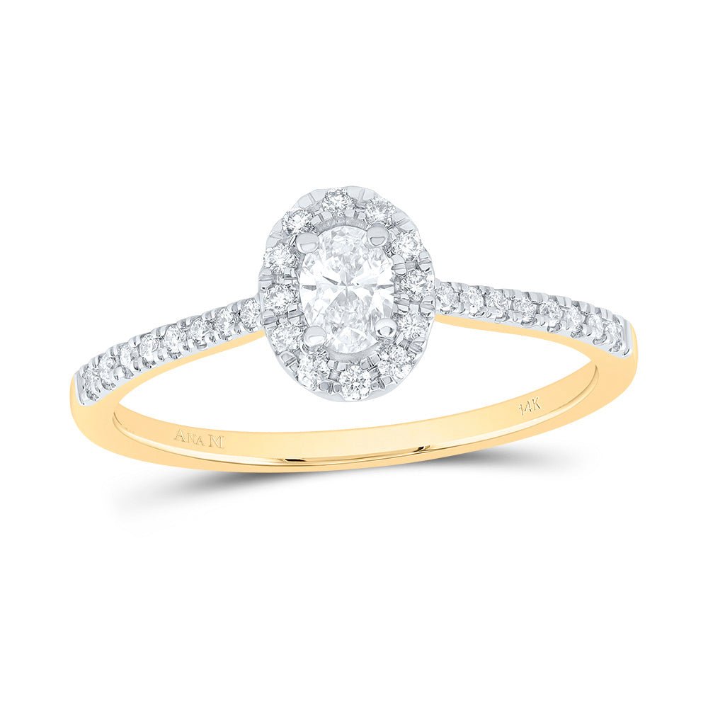 14K Yellow Gold Diamond Fashion Promise Oval Ring 1/3 Cttw - Splendid Jewellery