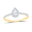 14K Yellow Gold Diamond Fashion Promise Pear Ring 1/3 Cttw - Splendid Jewellery