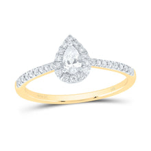 Load image into Gallery viewer, 14K Yellow Gold Diamond Fashion Promise Pear Ring 1/3 Cttw - Splendid Jewellery