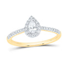 14K Yellow Gold Diamond Fashion Promise Pear Ring 1/3 Cttw - Splendid Jewellery