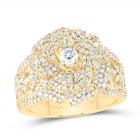 14K Yellow Gold Diamond Fashion Rose Ring 1 3/8 Cttw - Splendid Jewellery