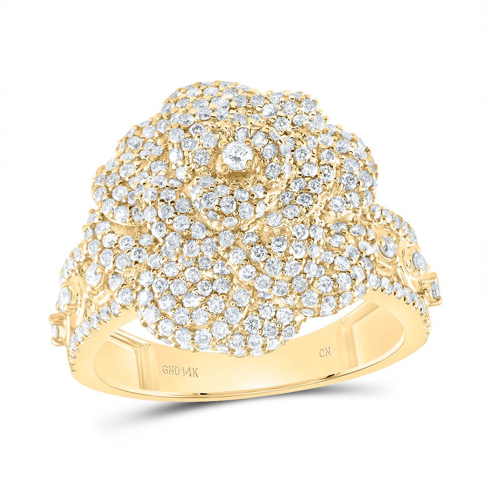 14K Yellow Gold Diamond Fashion Rose Ring 2 Cttw - Splendid Jewellery