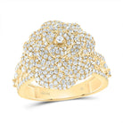 14K Yellow Gold Diamond Fashion Rose Ring 2 Cttw - Splendid Jewellery