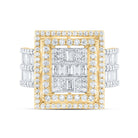 14K Yellow Gold Diamond Fashion Square Baguette Bridal Ring 1 7/8 Cttw - Splendid Jewellery
