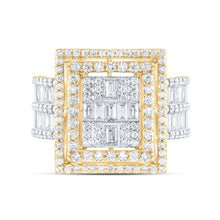 Load image into Gallery viewer, 14K Yellow Gold Diamond Fashion Square Baguette Bridal Ring 1 7/8 Cttw - Splendid Jewellery