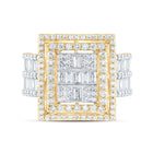 14K Yellow Gold Diamond Fashion Square Baguette Bridal Ring 1 7/8 Cttw - Splendid Jewellery