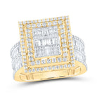 14K Yellow Gold Diamond Fashion Square Baguette Bridal Ring 1 7/8 Cttw - Splendid Jewellery