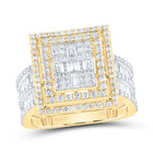 14K Yellow Gold Diamond Fashion Square Baguette Bridal Ring 1 7/8 Cttw - Splendid Jewellery