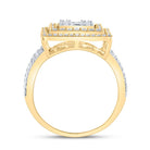 14K Yellow Gold Diamond Fashion Square Baguette Bridal Ring 1 7/8 Cttw - Splendid Jewellery