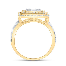 14K Yellow Gold Diamond Fashion Square Baguette Bridal Ring 1 7/8 Cttw - Splendid Jewellery