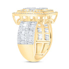 14K Yellow Gold Diamond Fashion Square Baguette Bridal Ring 1 7/8 Cttw - Splendid Jewellery