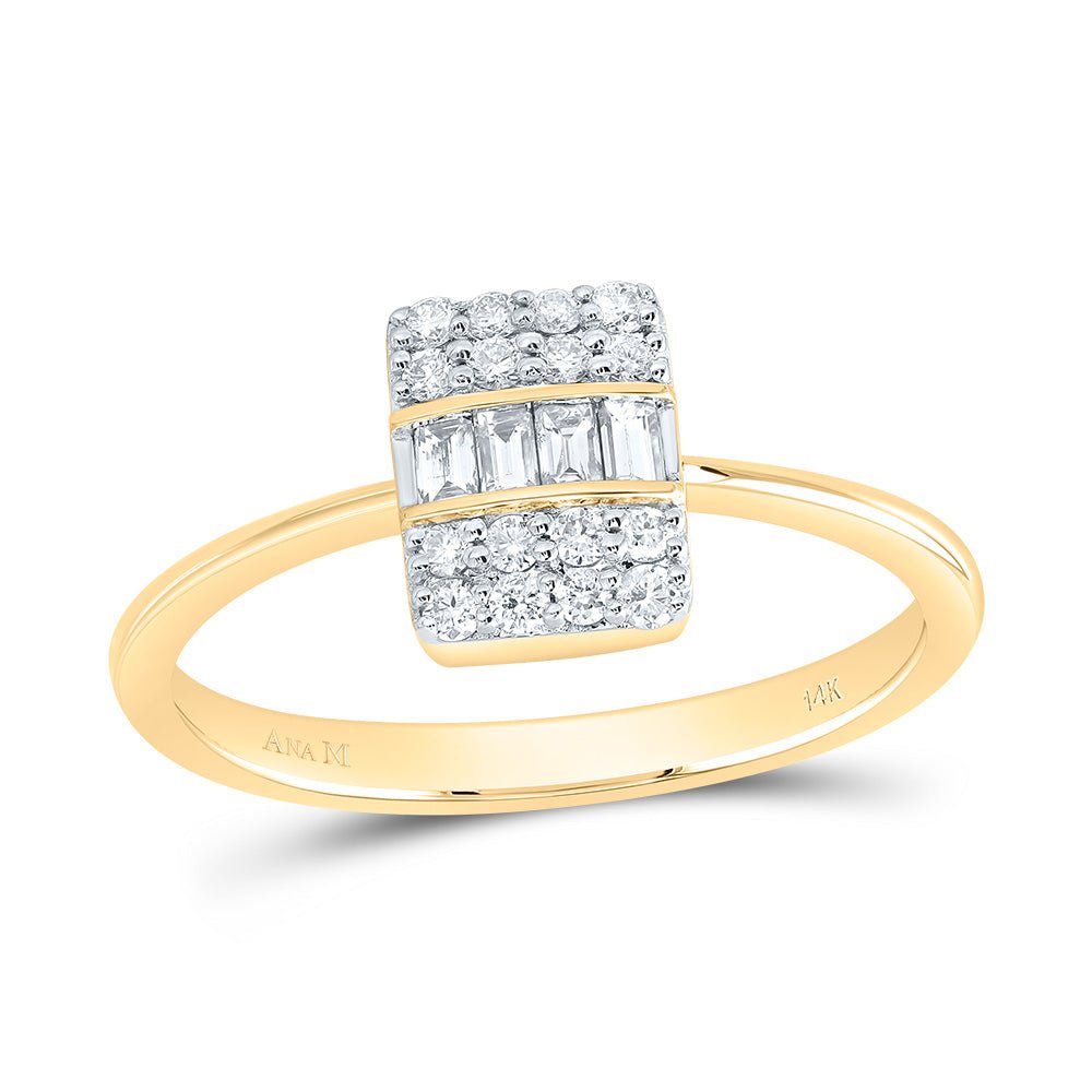 14K Yellow Gold Diamond Fashion Square Ring 1/3 Cttw - Splendid Jewellery