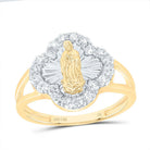 14K Yellow Gold Diamond Fashion Virgin Mother Mary Clover Women's Ring 1/2 Cttw - Splendid Jewellery