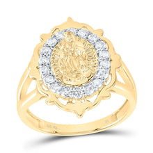 Load image into Gallery viewer, 14K Yellow Gold Diamond Fashion Virgin Mother Mary Women's Ring 3/8 Cttw - Splendid Jewellery