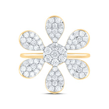 Load image into Gallery viewer, 14K Yellow Gold Diamond Flower Designer Ring 1 1/4 Cttw - Splendid Jewellery