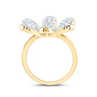 14K Yellow Gold Diamond Flower Designer Ring 1 1/4 Cttw - Splendid Jewellery