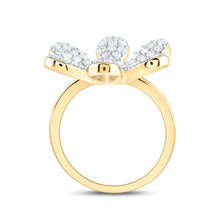 Load image into Gallery viewer, 14K Yellow Gold Diamond Flower Designer Ring 1 1/4 Cttw - Splendid Jewellery