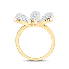 14K Yellow Gold Diamond Flower Designer Ring 1 1/4 Cttw - Splendid Jewellery