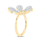 14K Yellow Gold Diamond Flower Designer Ring 1 1/4 Cttw - Splendid Jewellery