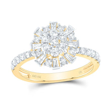 Load image into Gallery viewer, 14K Yellow Gold Diamond Flower Designer Ring 1 Cttw - Splendid Jewellery