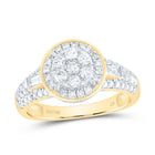 14K Yellow Gold Diamond Flower Designer Ring 1 Cttw - Splendid Jewellery