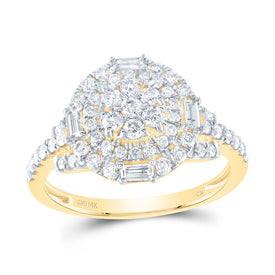 14K Yellow Gold Diamond Flower Designer Ring 1 Cttw - Splendid Jewellery