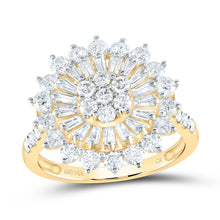 Load image into Gallery viewer, 14K Yellow Gold Diamond Flower Designer Ring 2 Cttw - Splendid Jewellery