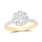 14K Yellow Gold Diamond Flower Designer Ring 7/8 Cttw - Splendid Jewellery