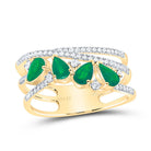 14K Yellow Gold Diamond Gemstone Designer Ring 1/3 Cttw - Splendid Jewellery