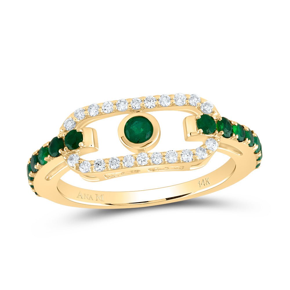 14K Yellow Gold Diamond Gemstone Paper Clip Ring 1/5 Cttw - Splendid Jewellery