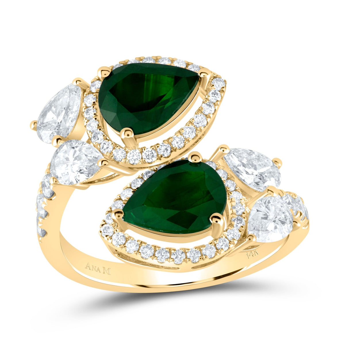 14K Yellow Gold Diamond Gemstone Ring 1 3/8 Cttw - Splendid Jewellery