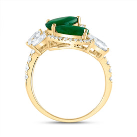 14K Yellow Gold Diamond Gemstone Ring 1 3/8 Cttw - Splendid Jewellery