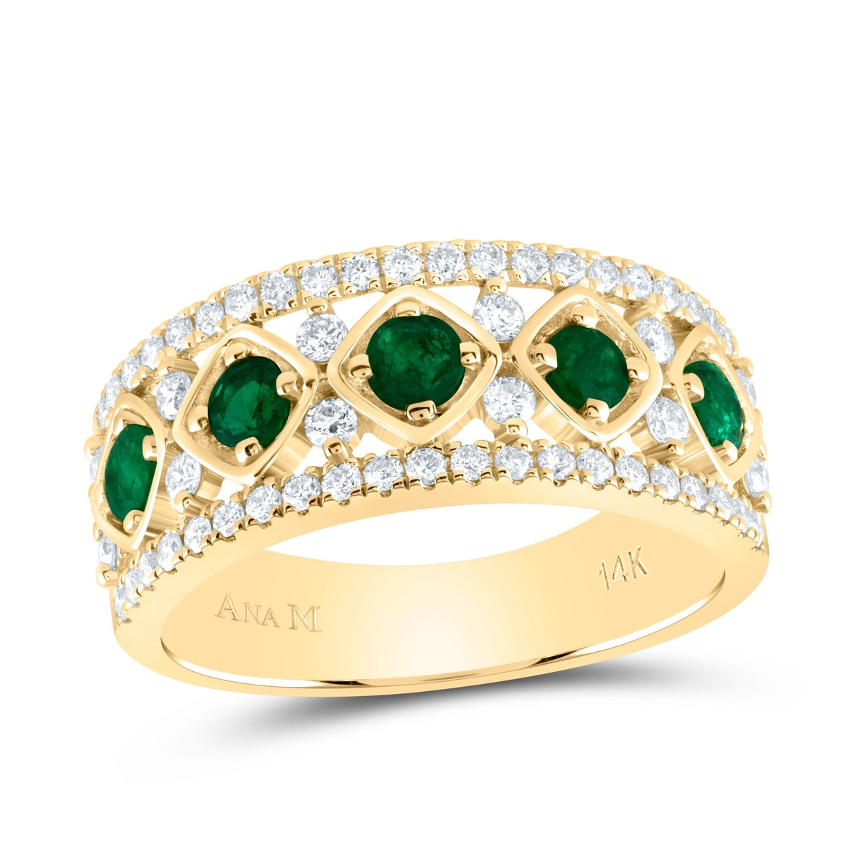 14K Yellow Gold Diamond Gemstone Ring 1/2 Cttw - Splendid Jewellery
