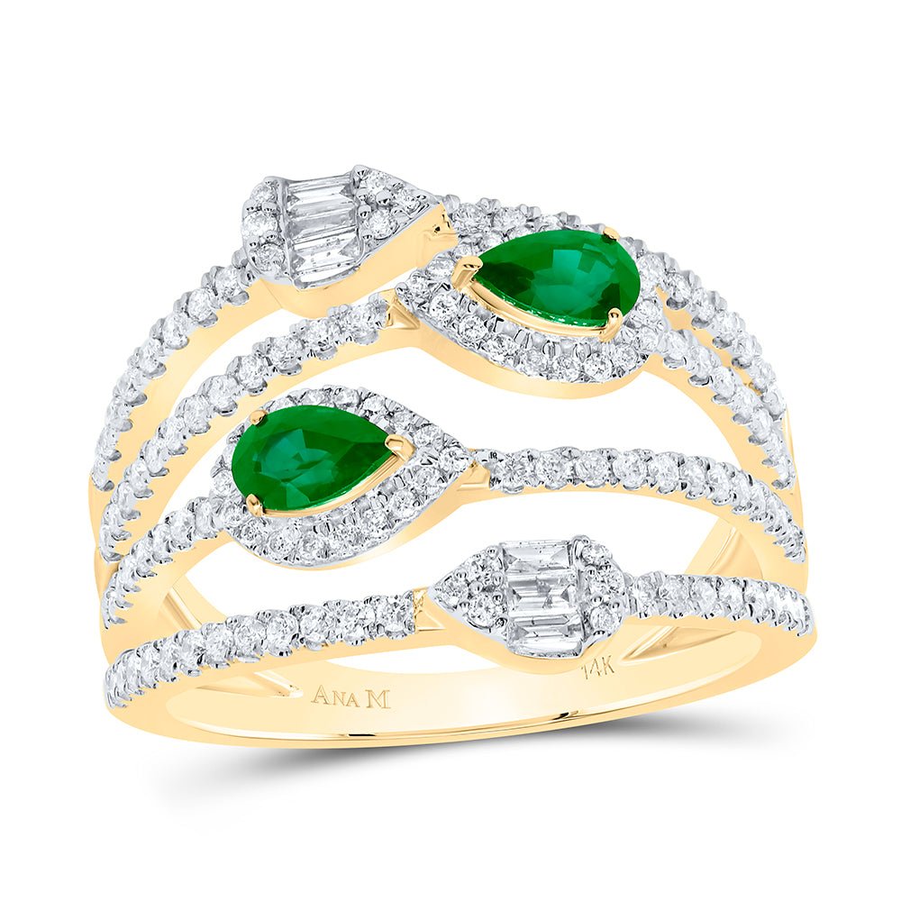 14K Yellow Gold Diamond Gemstone Ring 5/8 Cttw - Splendid Jewellery