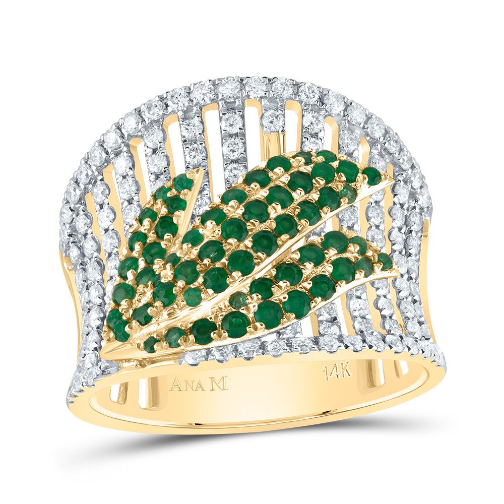 14K Yellow Gold Diamond Gemstone Ring 7/8 Cttw - Splendid Jewellery