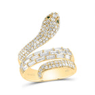 14K Yellow Gold Diamond Gemstone Snake Ring 1 3/8 Cttw - Splendid Jewellery