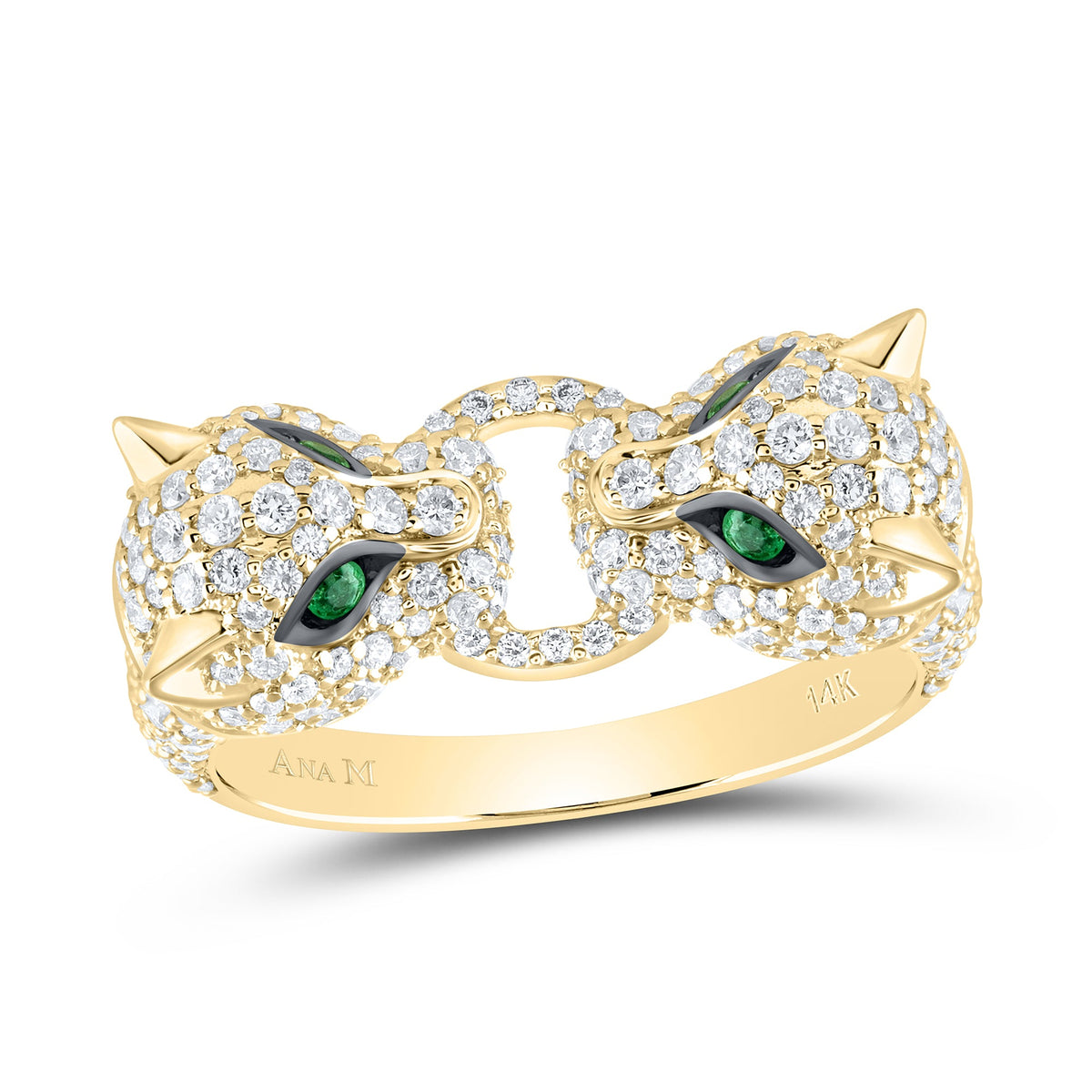 14K Yellow Gold Diamond Gemstone Women's Leopard Ring 1 Cttw - Splendid Jewellery