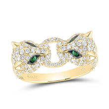 Load image into Gallery viewer, 14K Yellow Gold Diamond Gemstone Women's Leopard Ring 1 Cttw - Splendid Jewellery