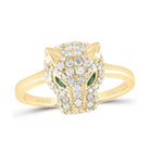 14K Yellow Gold Diamond Gemstone Women's Leopard Ring 5/8 Cttw - Splendid Jewellery