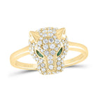14K Yellow Gold Diamond Gemstone Women's Leopard Ring 5/8 Cttw - Splendid Jewellery