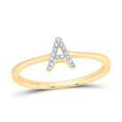 14K Yellow Gold Diamond Gift Initial "A" Ring 1/20 Cttw - Splendid Jewellery