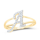 14K Yellow Gold Diamond Gift Initial "A" Women's Ring 1/5 Cttw - Splendid Jewellery