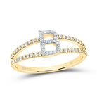 14K Yellow Gold Diamond Gift Initial "B" Women's Ring 1/5 Cttw - Splendid Jewellery
